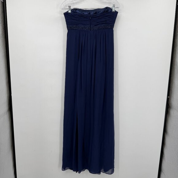 BCBGMAXAZRIA 100% Silk Strapless Sapphire Blue Embellished Gown Women’s Size 4 - Picture 4 of 12